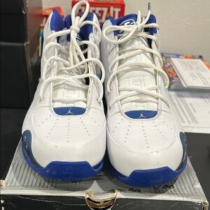 Nike Jordan White and Blue Basketball Shoes